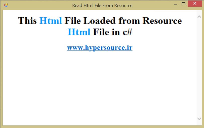 نمایش فایل html از ریسورس برنامه سی شارپ,خواندن فایل از ریسورس,نمایش فایل از ریسورس سی شارپ,کار با فایل ریسورس در سی شارپ